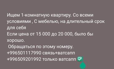 Сниму квартиру: 1 комната, 15 м², С мебелью