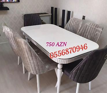 perde dekoru: Qonaq otağı üçün, Yeni, Açılmayan, Dördbucaq masa, 6 stul — 5
