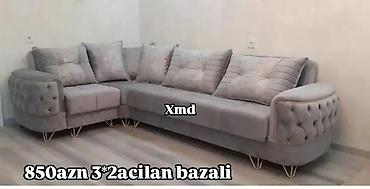 divan sekilleri: Künc divan – açılan, bazalı model - Ölçü: 3×2 m - Rəng: açıq boz - — 1