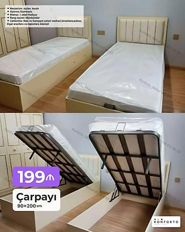 Çarpayı – 90×200 sm - Mexanizm: açılan, bazalı (yuxarıdan qaldırılan lalafo.az -da Çarpayı – 90×200 sm - Mexanizm: açılan, bazalı (yuxarıdan qaldırılan