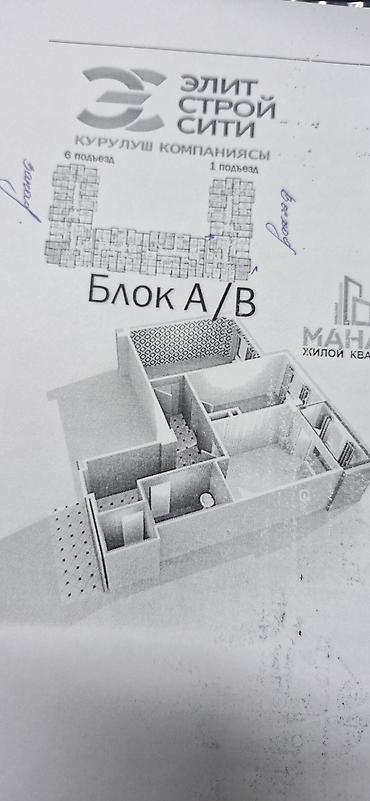 элит хауз: 2 комнаты, 62 м², Манас-Ата мкр., 7 этаж, ПСО (под самоотделку) — 2