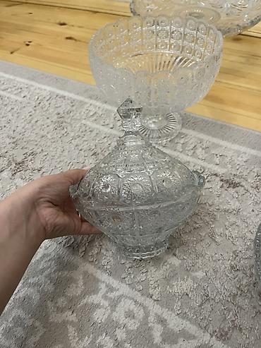 sade tortlar: Şüşə qab dəsti - Material: qalın sadə şüşə - 6 ədəd 2 tort qabı 2 — 3