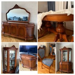 Qida məhsulları: Qonaq desti 900 azn. Deste komod,acilan masa,8 stul,2 qorka,tv stend