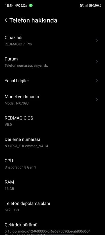 ZTE: ZTE Nubia Red Magic 7pro, 512 GB, rəng - Qara, Zəmanət — 19