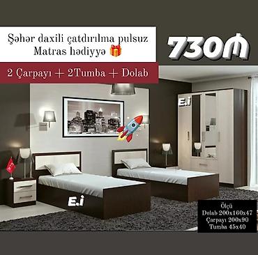 çarpaylar: 2 təknəfərlik çarpayı, 2 tumba, Yeni — 1