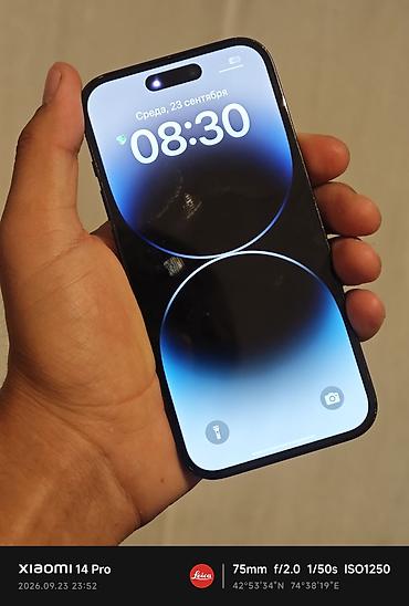 apple 14: IPhone 14 Pro, Б/у, 256 ГБ, Black Titanium, Защитное стекло, Чехол, 81 % — 3