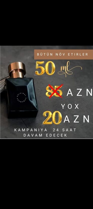Ətriyyat: İstənilən 50ml orjinal ətirlər cəmi 20 Azn. Qalıcılığına qaranti lalafo.az -da Ətriyyat: İstənilən 50ml orjinal ətirlər cəmi 20 Azn. Qalıcılığına qaranti