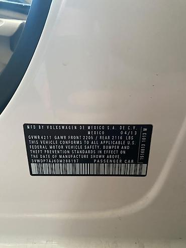 bumper: Volkswagen Jetta: 2013 г., 2.5 л, Автомат, Бензин, Седан — 3