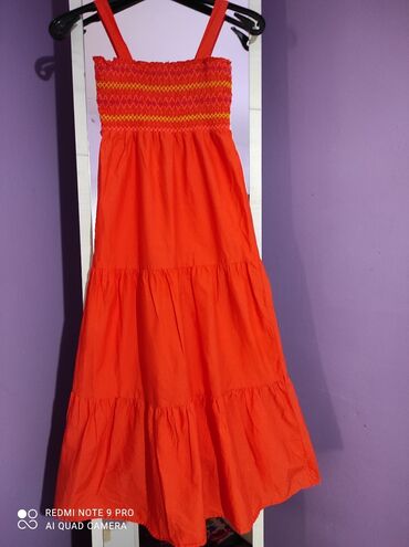 elegantne duge haljine: XS (EU 34), bоја - Narandžasta, Na bretele