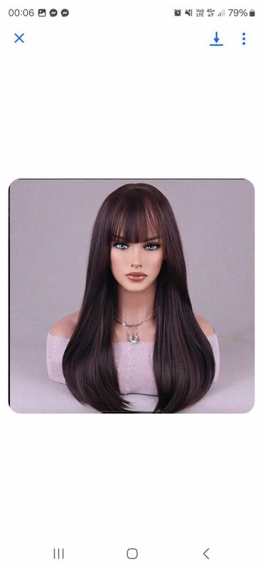 Perike i klipse: Smeđa perika sa šiškama, ravne dužine. Perika je pogodna za na lalafo.rs — 4 Perike i klipse: Smeđa perika sa šiškama, ravne dužine. Perika je pogodna za — 4