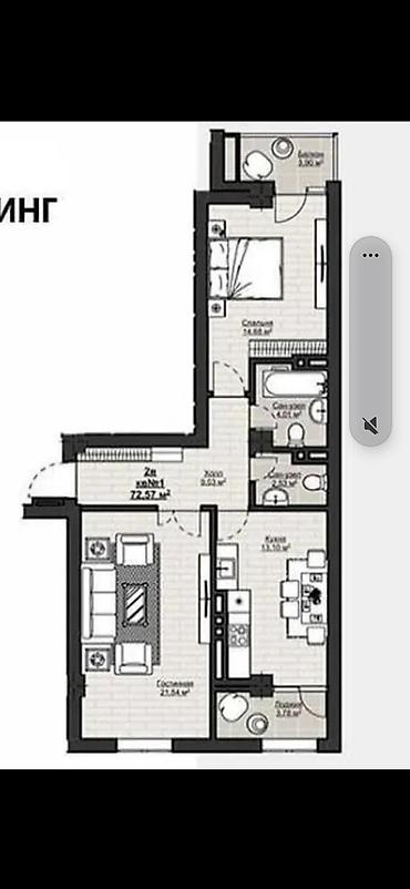 2022: 2 комнаты, 72 м², Асанбай мкр Элитка, 2 этаж, ПСО (под самоотделку) — 1