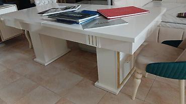 stullarin təmiri: Ağ rəngdə geniş yemək/donan masa - Material: MDF/LDSP tipli ağ — 1
