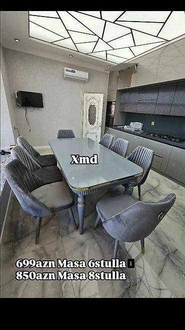 Masa və oturacaq dəstləri: Yemək masası və 6 ədəd stul dəsti - Komplekt: 1 ədəd dikdörtgan masa — 194