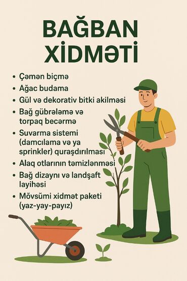 Başqa xidmətlər: 🌿 Sizin Bağınız – Bizim Qayğımız! Peşəkar Bağban Xidməti ✨ Meyvə və