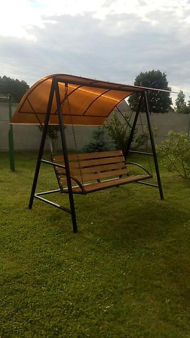 Садовые качели Металл, Со спинкой, С крышей