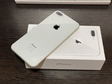привозные телефоны: IPhone 8 Plus, Б/у, 64 ГБ, Белый, Чехол, Коробка, 77 %