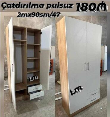 Yataq otağı dəstləri: İki qapılı dolablar təmiz laminatla 📌 Qiymət : 180₼ Ölçü : 2 x 90 x
