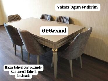 saloğlu mebel stol stul: Для гостиной, Прямоугольный стол, 6 стульев