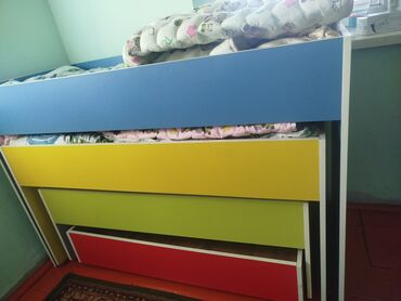 стол сервировочный: Двухъярусная детская кровать, ЛДСП, цвет - Желтый