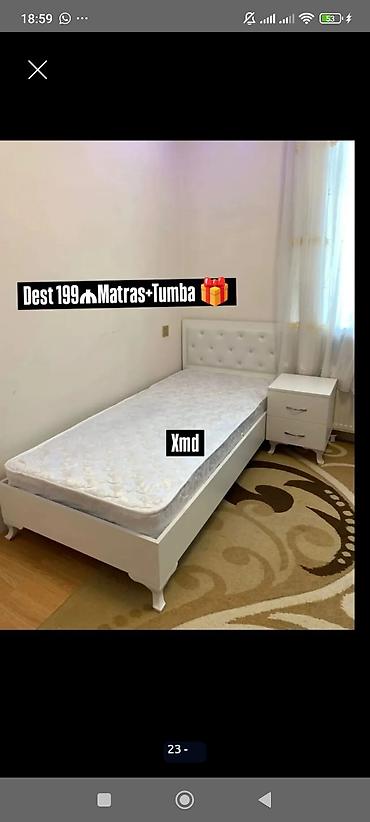 tumbucka: Yataq dəsti – tək nəfərlik - Komplekt: çarpayı + matras + tumbə - — 1