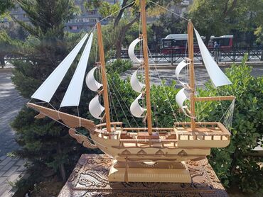 Gəmi modelləri: 1-ci şəkildəki Əl işi Qoz agacı Gəmi 25azn Qoz Ağacından hazırlanmış — 6