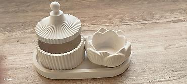 konfet xonçası: Dekorativ keramika dəstləri - Minimalist, ağ rəngli dekor seti — 2