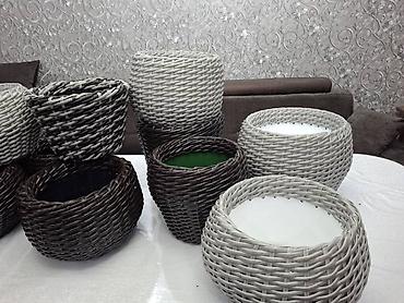 Горшки для растений: Плетёные кашпо для растений - Материал: синтетический ротанг — 1