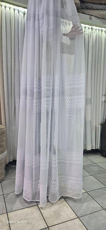 Zavese i draperije: Poluprozirne zavese – bela i krem varijanta, sa tkanoj prugom/dekorom — 27