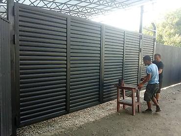 Откатные ворота: Стальные, Автоматические, Консольная конструкция, Для частного дома, С калиткой, Оптом, Новый, Бесплатная установка — 16