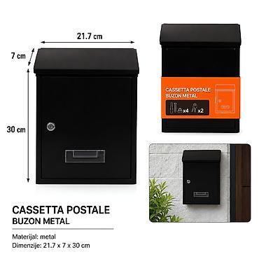 KMT 2001727-A – crno poštansko sanduče za zidnu ili stubnu montažu -