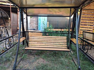 Садовые качели: Садовые качели Металл, Со спинкой, С крышей — 5