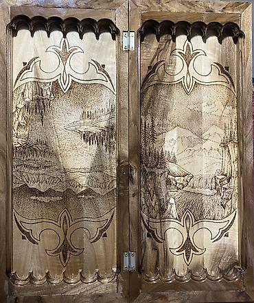 Нарды: Нарды ШАХМАТЫ на заказ ручной работы из дерева, украшенные резьбой — 5