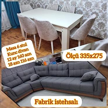 Divan və masa dəstləri: Yeni, Künc divan, Qonaq otağı üçün, Açılmayan — 1