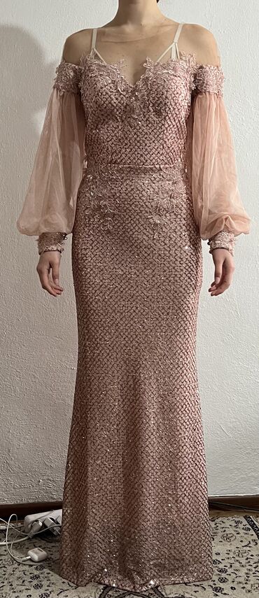 вечернее платье 4648: Вечернее платье, Длинная модель, С рукавами, Стразы, 3XL (EU 46), 4XL (EU 48)