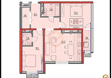 center: 3 комнаты, 83 м², Технопарк Элитка, 7 этаж, ПСО (под самоотделку) — 1