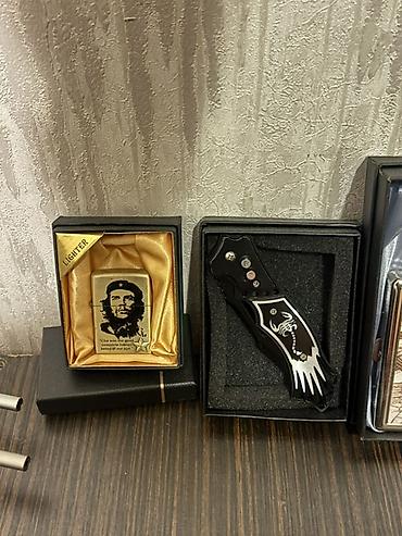 bicaq seti: Metall qaz doldurulan alışqan və qatlanan bıçaq seti - Alışqan: metal — 1