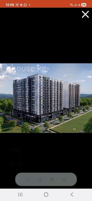 бишкек квартира сатып алам: Курулуп жатат, Элитка, 1 бөлмө, 50 кв. м