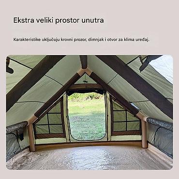 Oprema za kampovanje: Naduvni kamp šator YunduAnXing – vojnog zelena, 12 m² - Prostran — 4