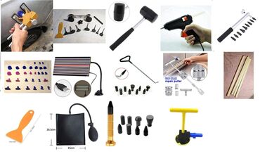 Alati za automobile: Nov komplet za popravku limarije: 1) Klješta 2) Metalni most sa — 14