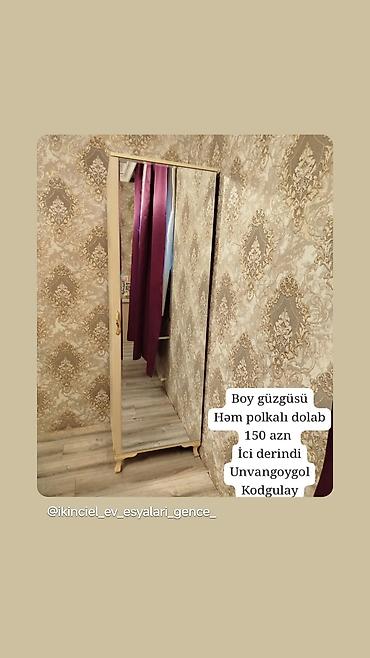 Boy güzgülü paltar dolabı - Ön hissədə tam boy güzgü - İç hissə
