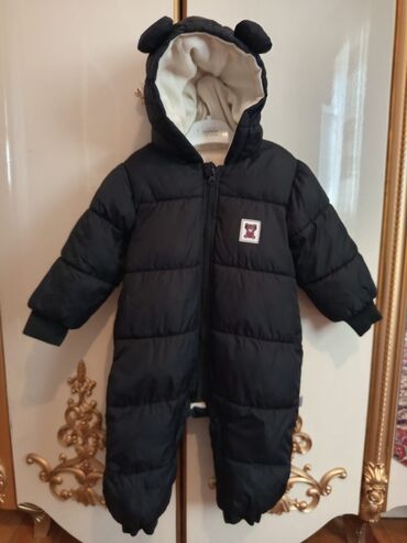 детские комплекты с начесом: Uşaq üçün qış kombinezonu - Rəng: qara - Model: kapüşonlu, qulaqcıqlı