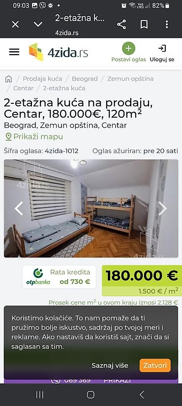 Kuće na prodaju: Dvoetažna kuća, 120 m², Beograd – Zemun, Centar - Raspored: dve etaže — 5