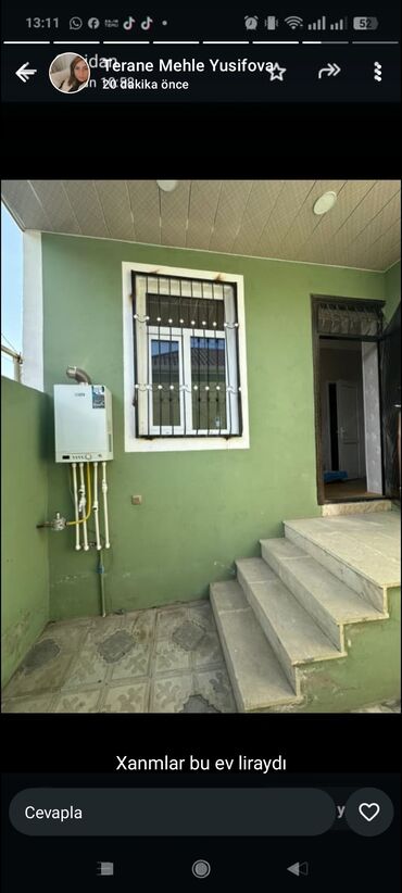 ecemide kiraye: 60 kv. m, 2 otaqlı, Kombi, Qaz, İşıq