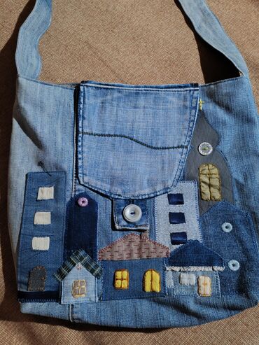 Torbe: Torba za rame, Handmade, Materijal: Platno — 15