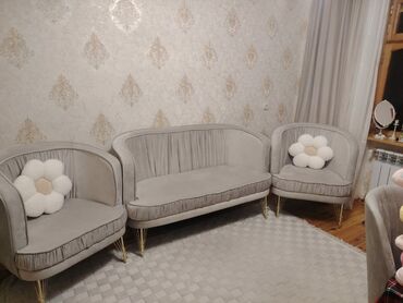 islenmis divan kreslo satiram: Б/у, Диван, 2 кресла