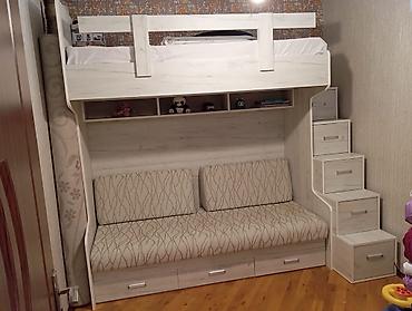 2 mərtəbə çarpayılar: Oğlan və qız üçün, İşlənmiş, Çarpayı, Matras ilə — 1