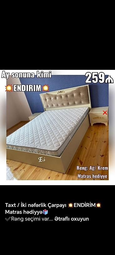 taxt dosəyi: 📌Taxt çarpayı 📏Olcu 2x160 💶Qiymet 259azn dən başlayan qiymətlər — 5