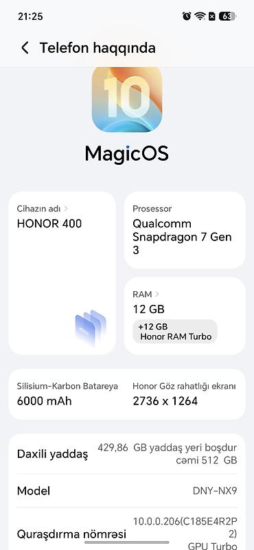 telefon platalari: Honor 400 Lite, 512 GB, rəng - Ağ — 7