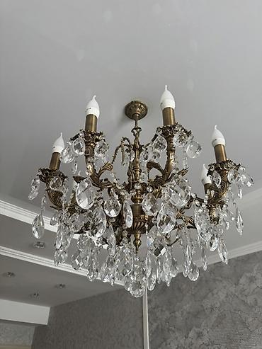 бронзовые люстры: Классическая подвесная люстра с хрустальными подвесками - Материал — 3
