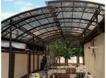 Naveslər, markizlər: Zobu dəmir konstruksiyalı dekorativ darvaza və maşınnömrəlik-canopy — 5